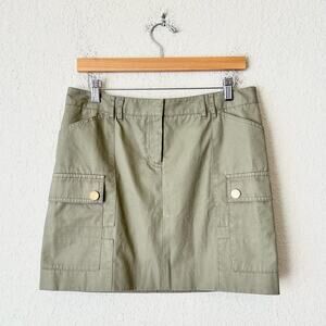 TORY BURCH Liam Mini Skirt Khaki Green Cotton Cargo Utility Grunge